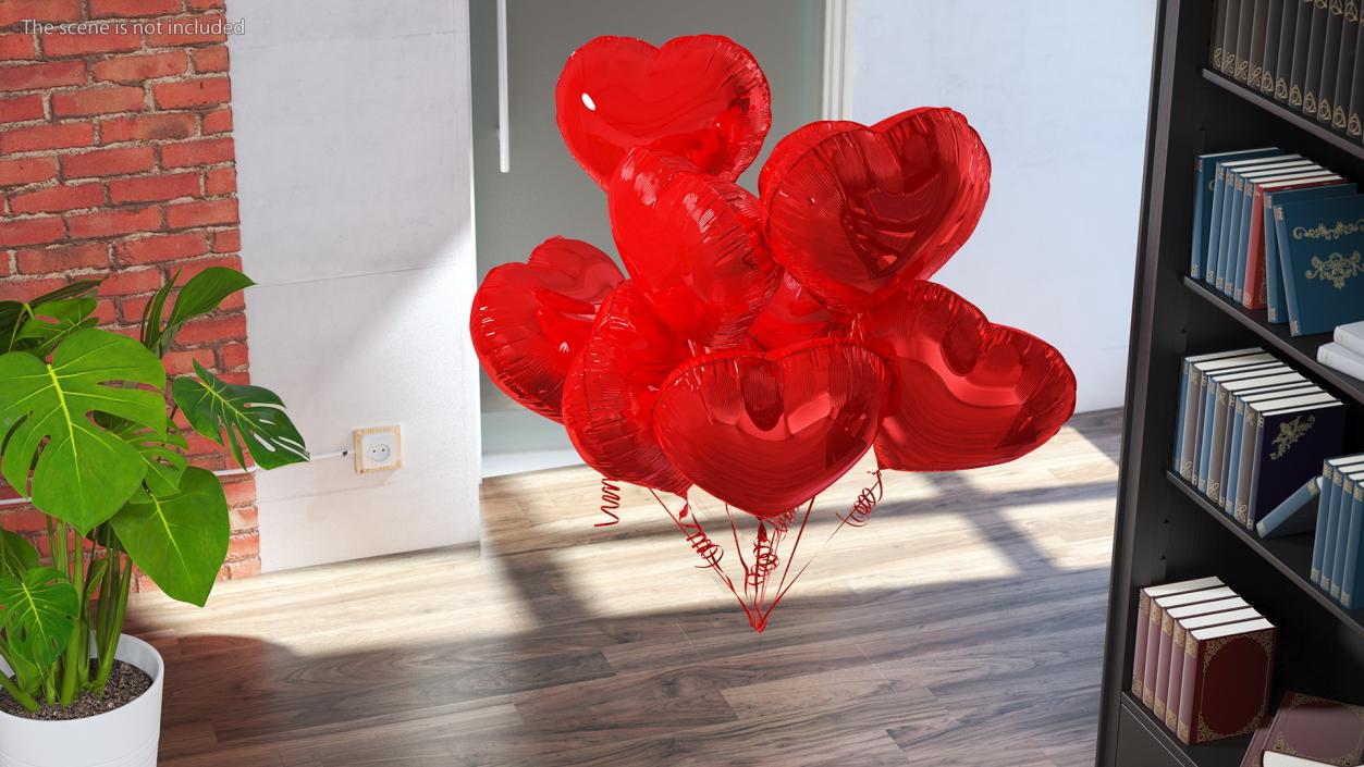 Heart Shaped Red Balloon Bouquet 3D