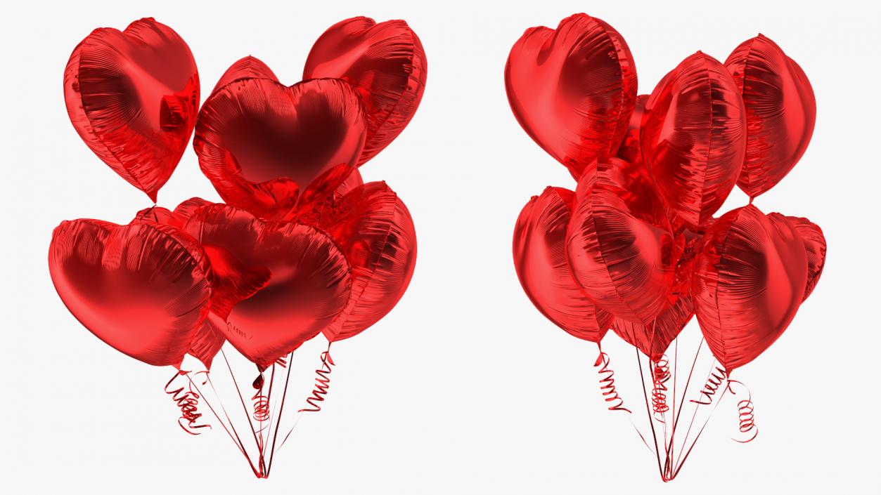 Heart Shaped Red Balloon Bouquet 3D