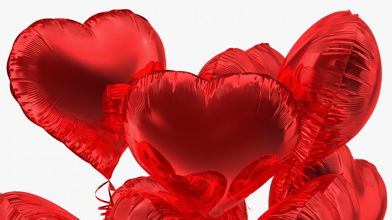 Heart Shaped Red Balloon Bouquet 3D