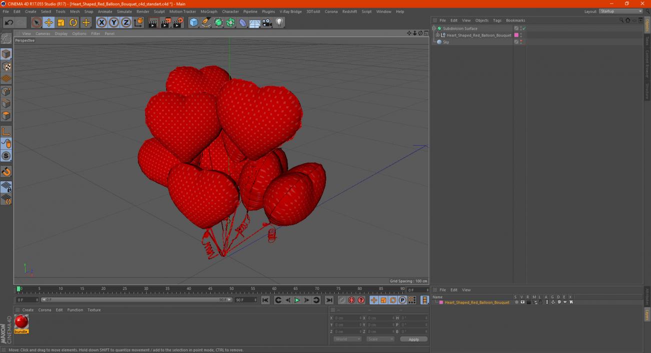 Heart Shaped Red Balloon Bouquet 3D