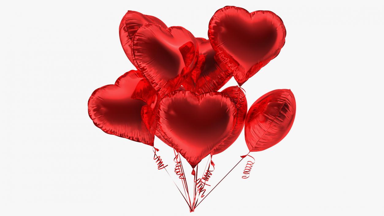 Heart Shaped Red Balloon Bouquet 3D