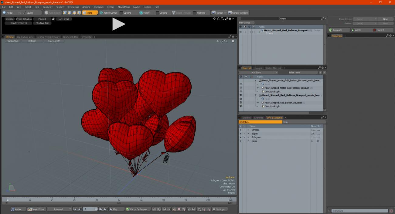 Heart Shaped Red Balloon Bouquet 3D