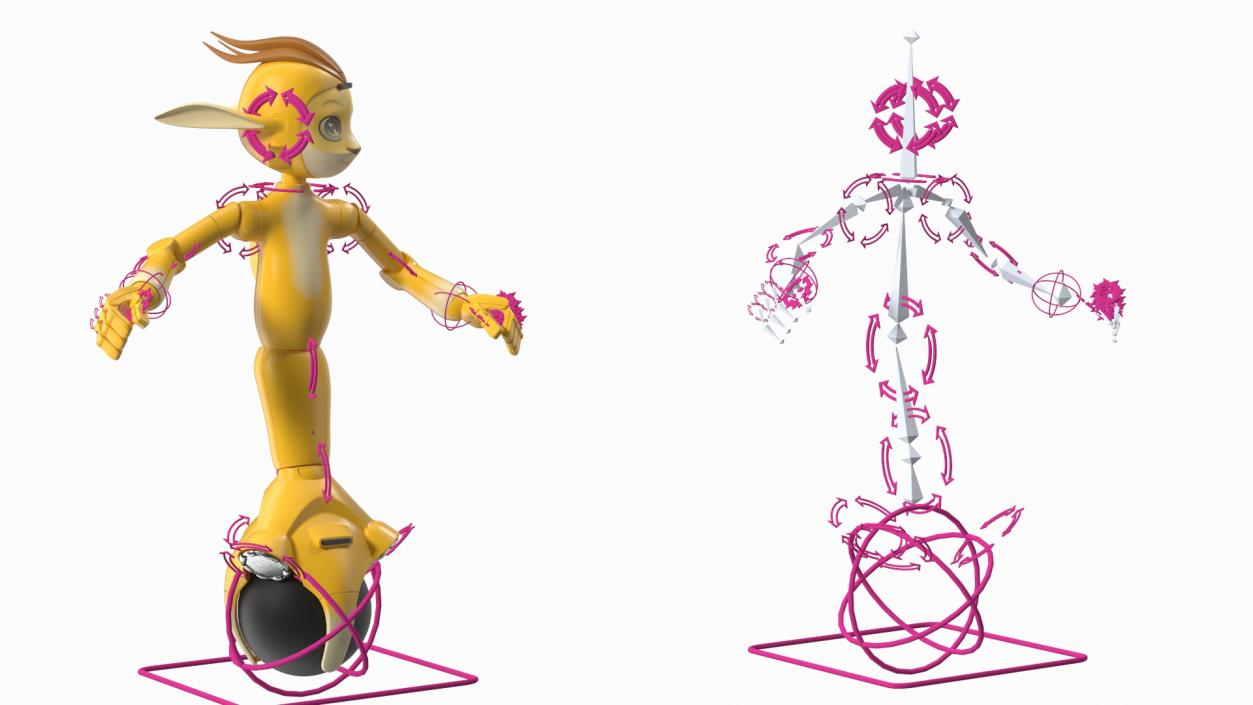 Mirokai Robot Yellow Rigged 3D