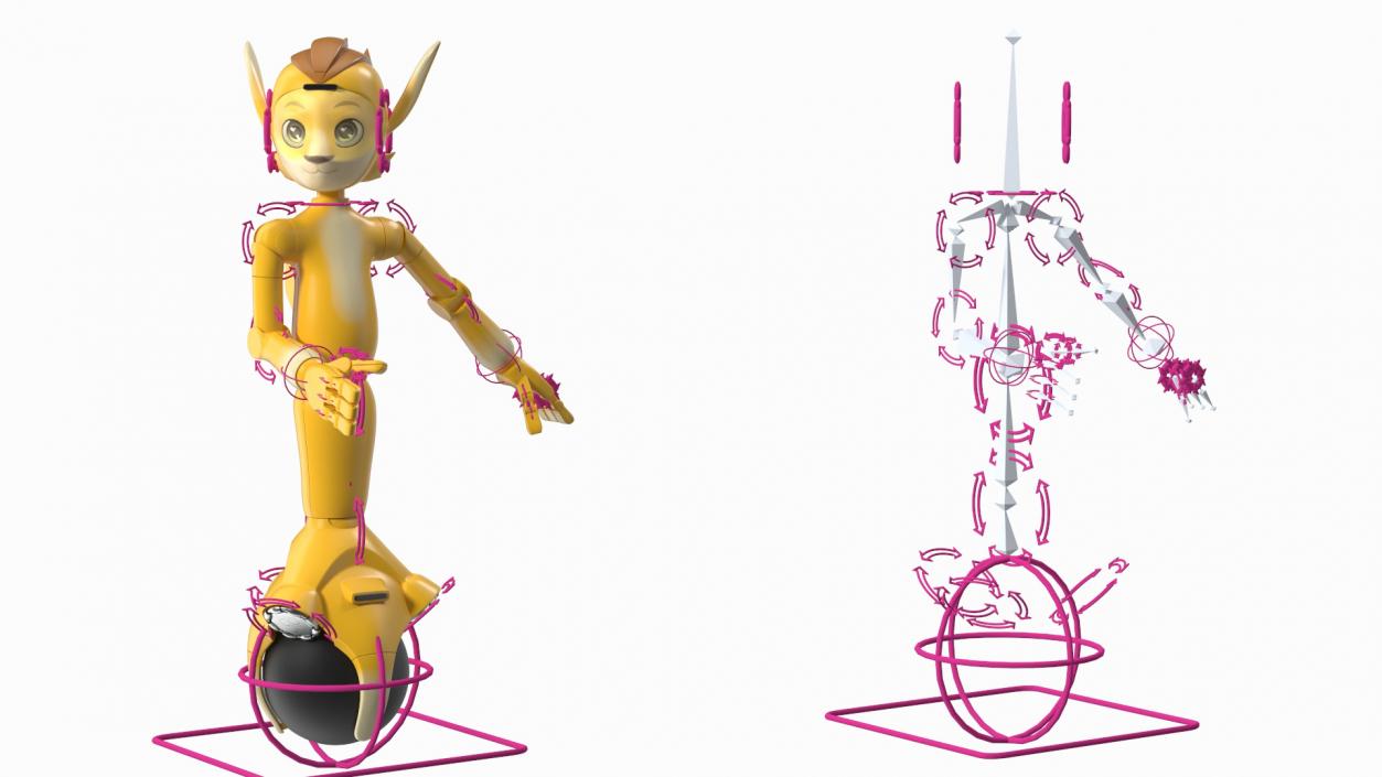 Mirokai Robot Yellow Rigged 3D