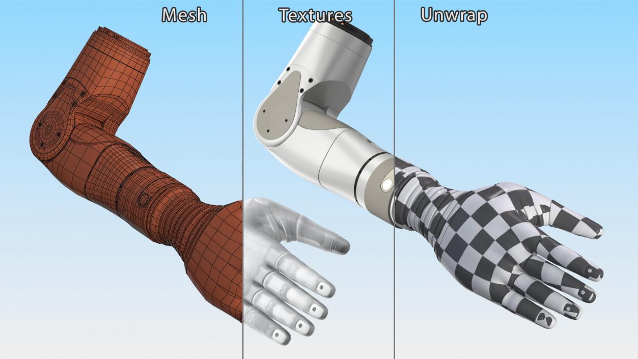 Bionic Arm with Elbow Deka Rigged for Maya 3D