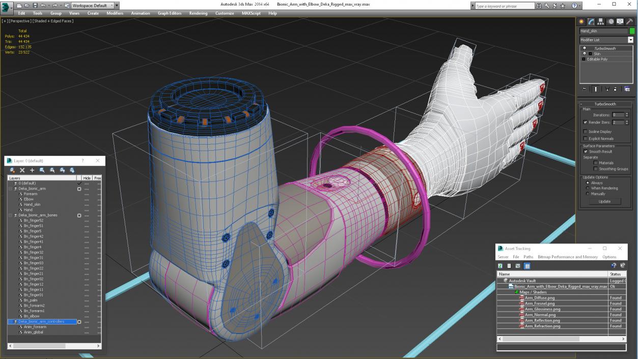 Bionic Arm with Elbow Deka Rigged for Maya 3D