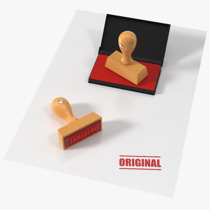 3D model Wood Stamp with Inkpad Original Set