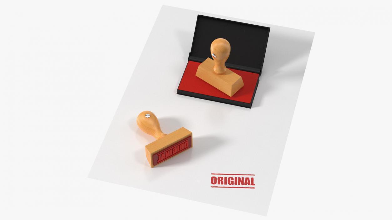 3D model Wood Stamp with Inkpad Original Set