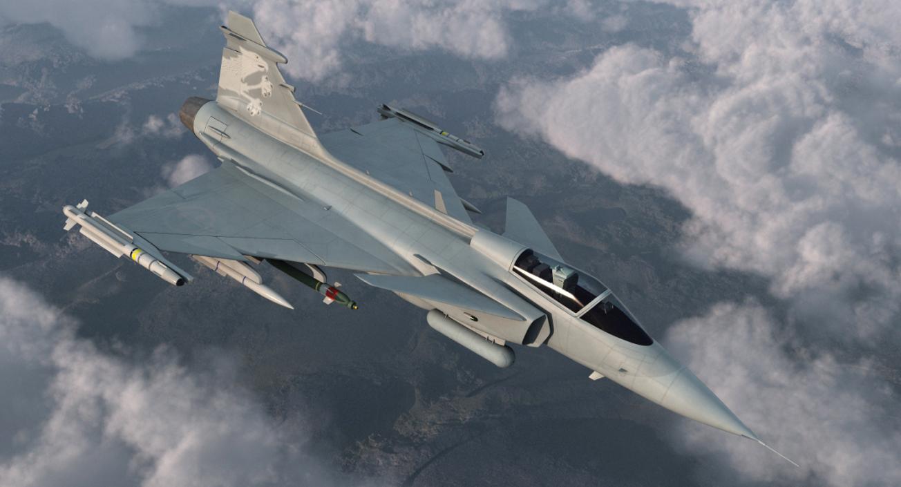 Fighter Aircraft Saab JAS 39 Gripen Rigged 3D