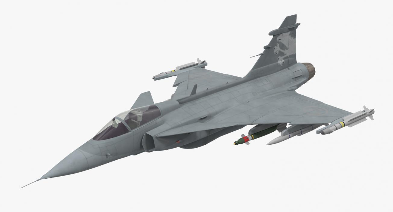 Fighter Aircraft Saab JAS 39 Gripen Rigged 3D