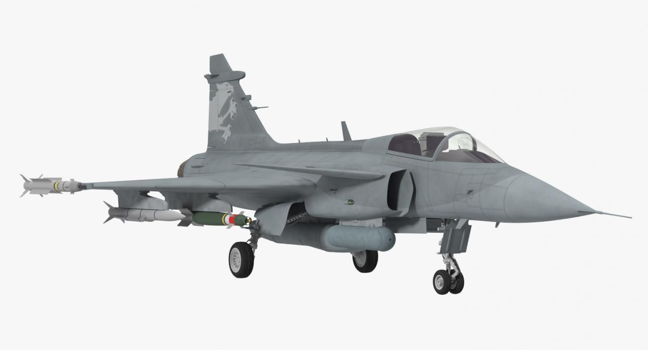 Fighter Aircraft Saab JAS 39 Gripen Rigged 3D