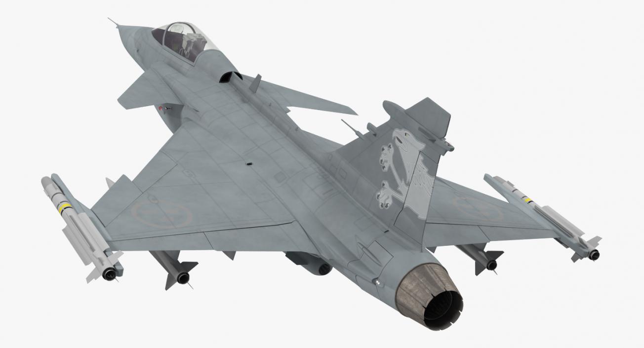 Fighter Aircraft Saab JAS 39 Gripen Rigged 3D