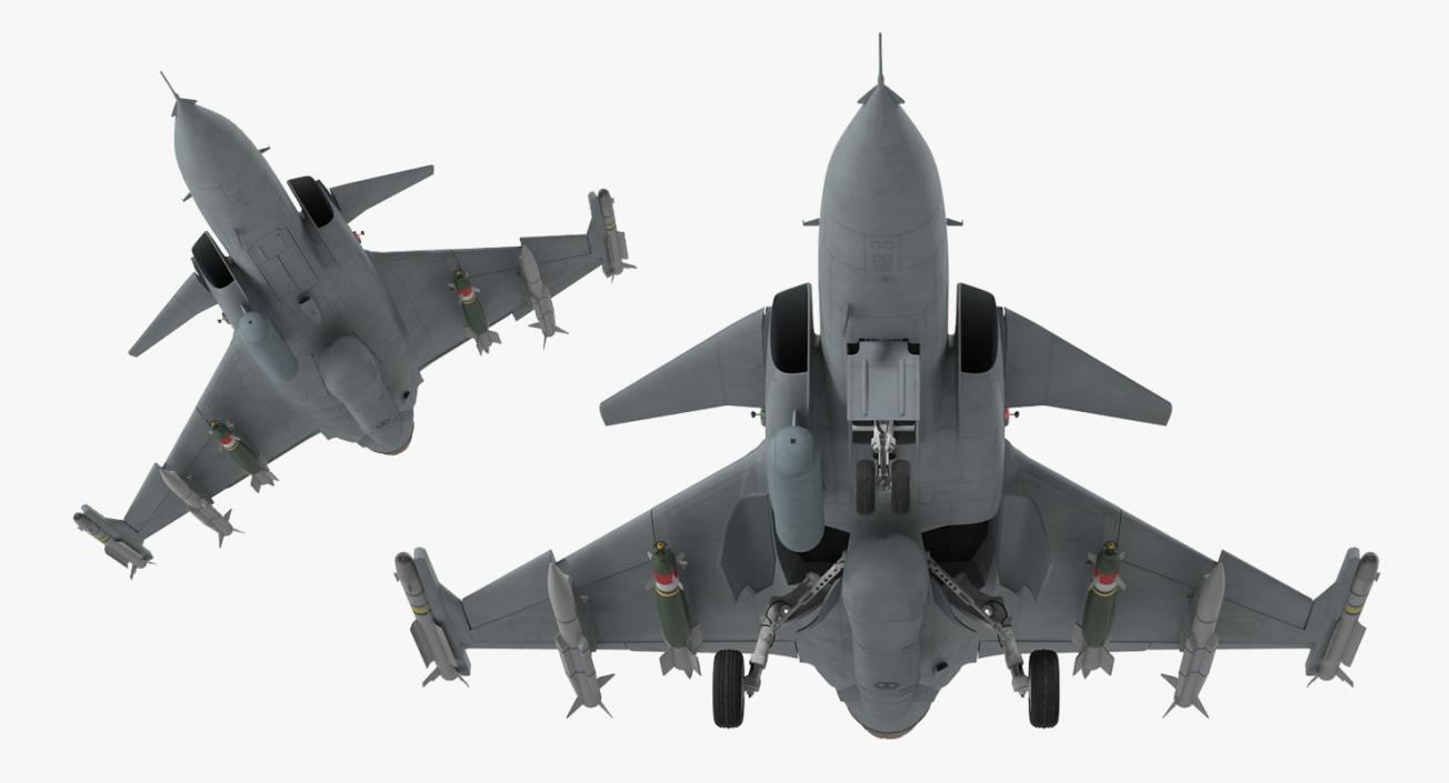 Fighter Aircraft Saab JAS 39 Gripen Rigged 3D