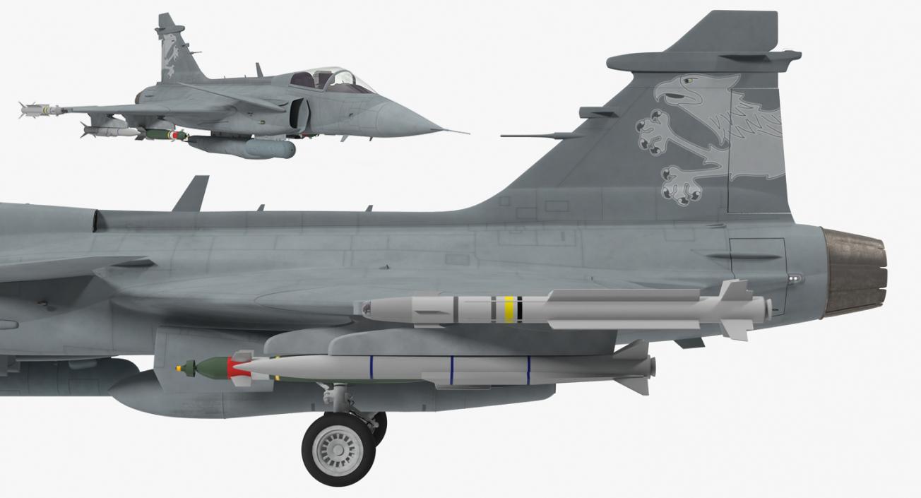 Fighter Aircraft Saab JAS 39 Gripen Rigged 3D