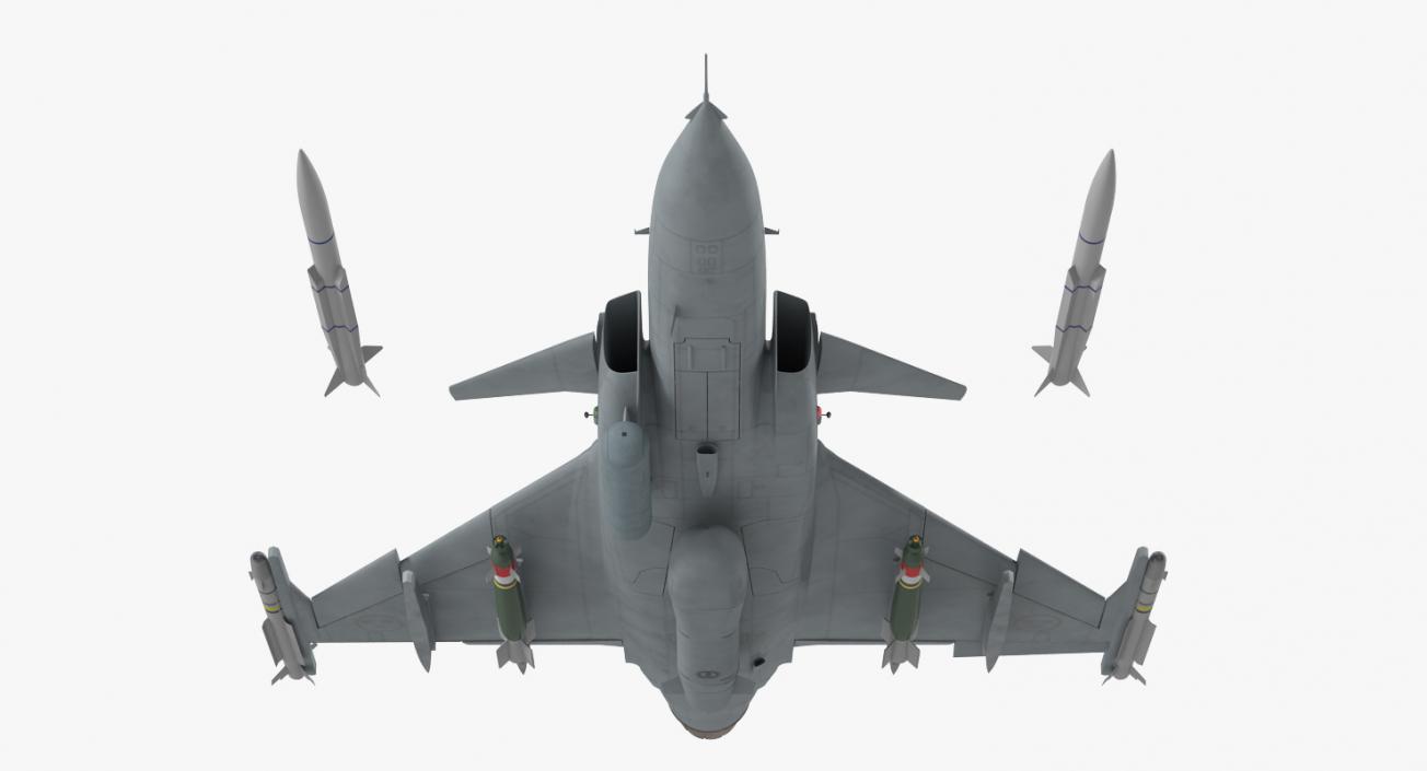 Fighter Aircraft Saab JAS 39 Gripen Rigged 3D