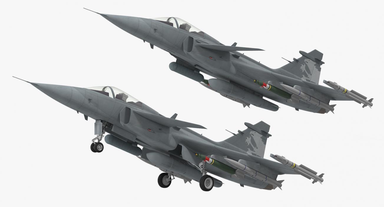 Fighter Aircraft Saab JAS 39 Gripen Rigged 3D