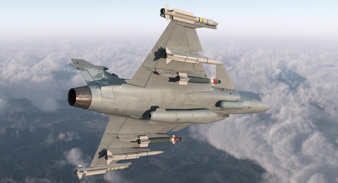 Fighter Aircraft Saab JAS 39 Gripen Rigged 3D