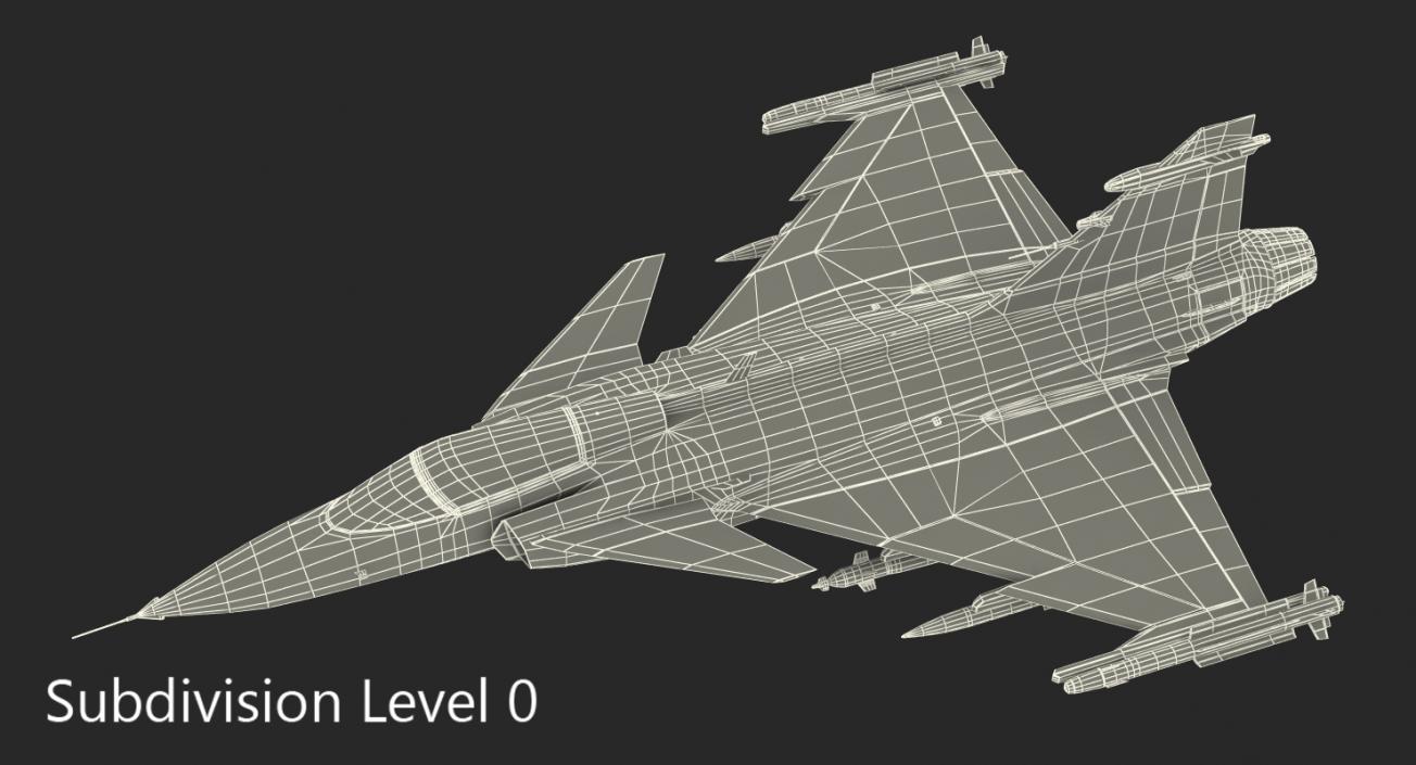 Fighter Aircraft Saab JAS 39 Gripen Rigged 3D