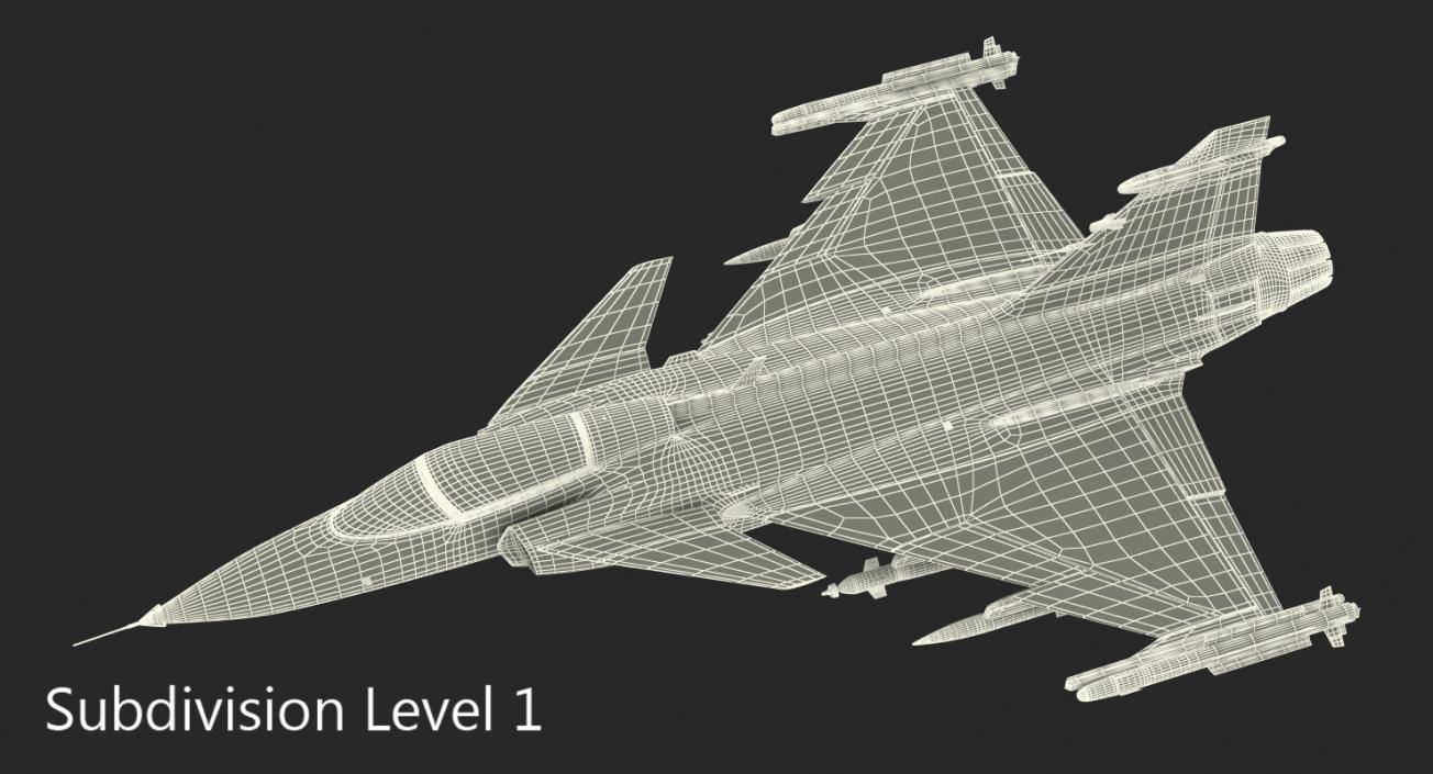 Fighter Aircraft Saab JAS 39 Gripen Rigged 3D