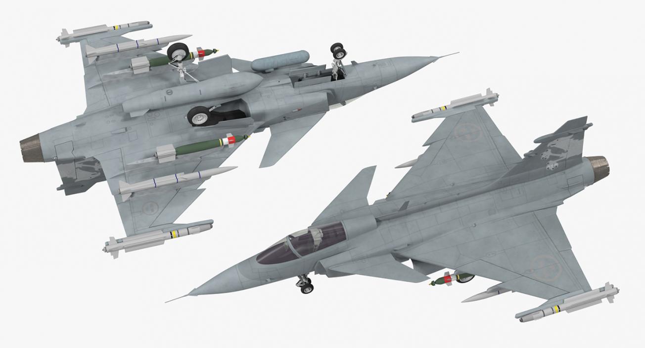 Fighter Aircraft Saab JAS 39 Gripen Rigged 3D