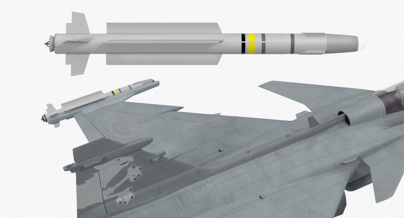 Fighter Aircraft Saab JAS 39 Gripen Rigged 3D