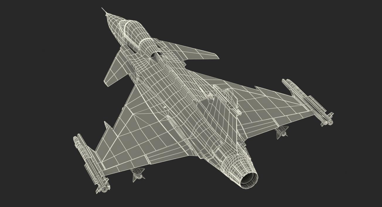 Fighter Aircraft Saab JAS 39 Gripen Rigged 3D