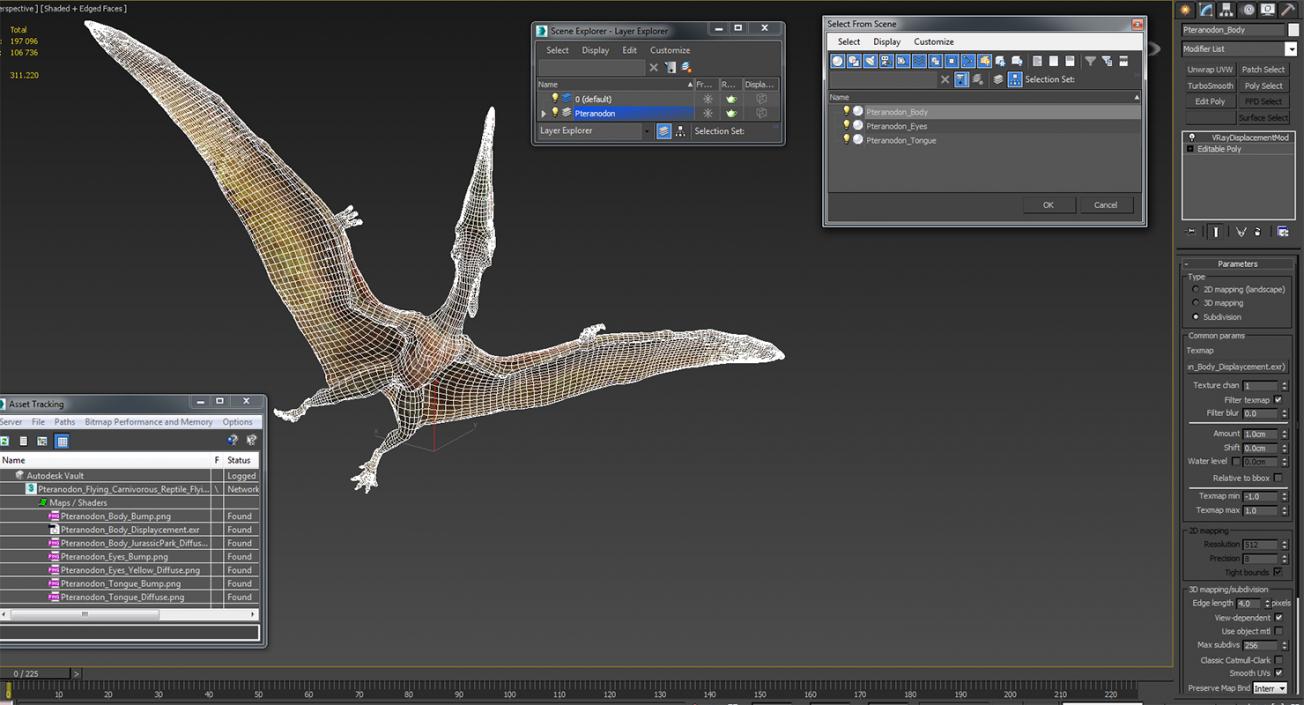 Pteranodon Flying Carnivorous Reptile Flying Pose 3D model