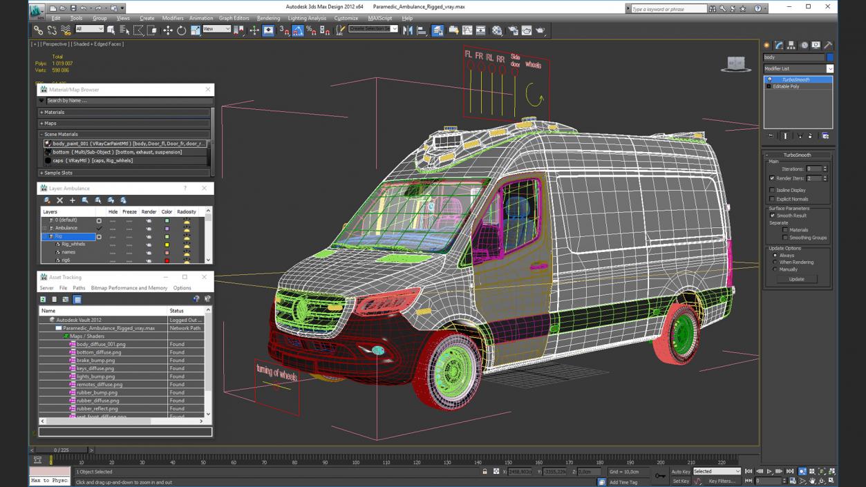 3D Paramedic Ambulance Rigged