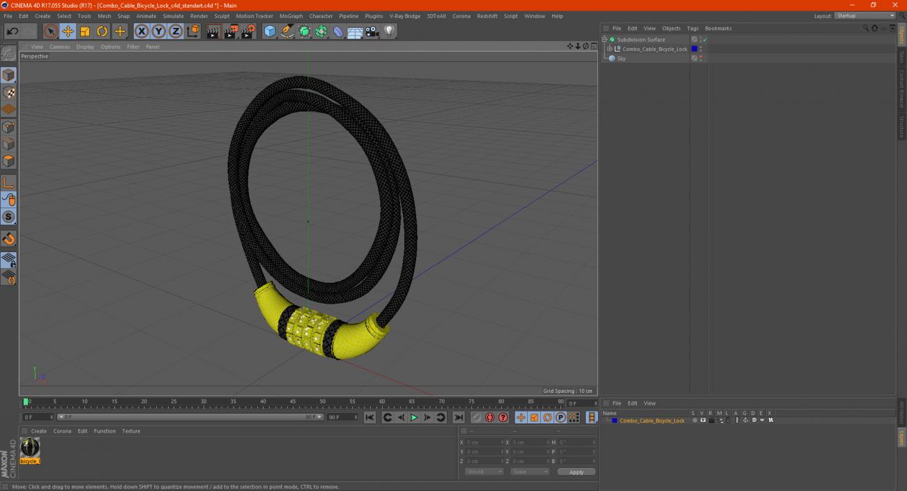 Combo Cable Bicycle Lock 3D model