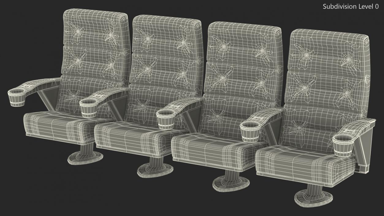 3D Leather Cinema Chairs for Four Places Red