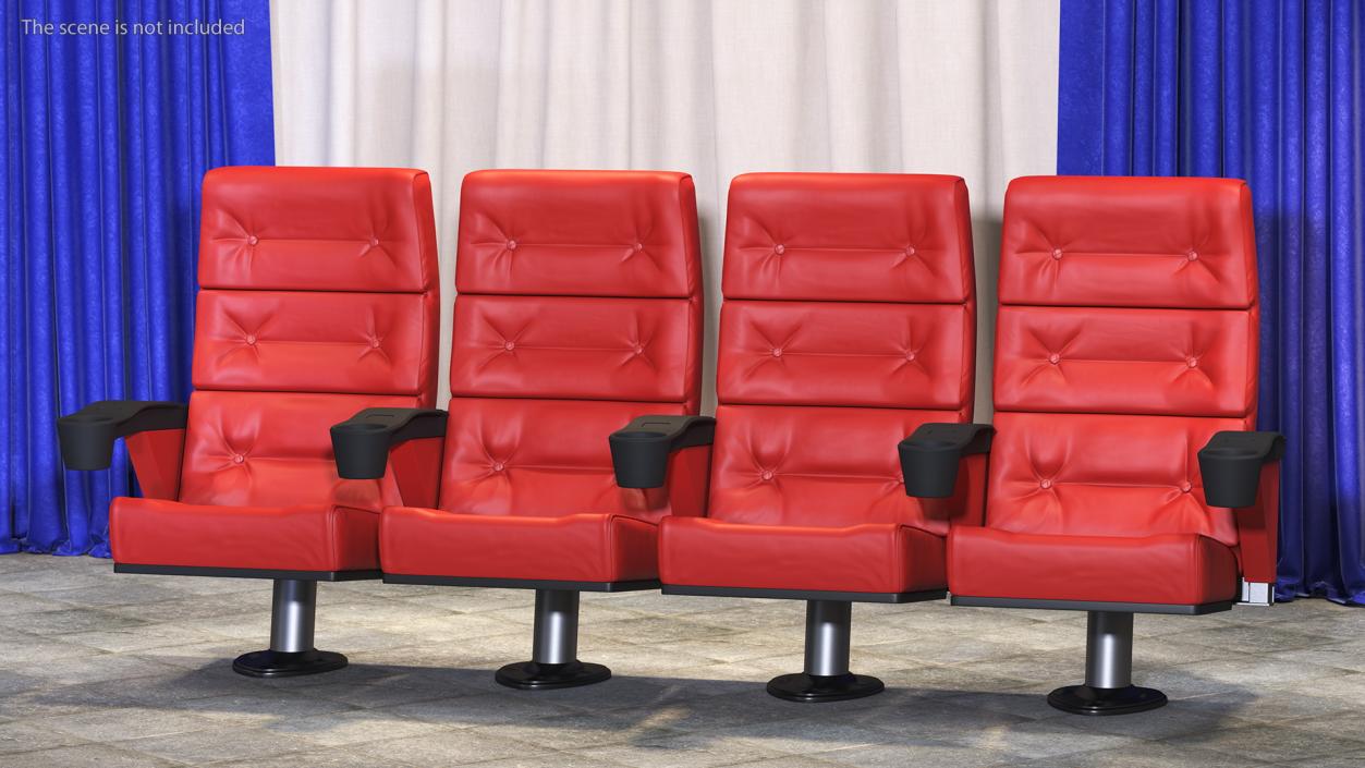 3D Leather Cinema Chairs for Four Places Red