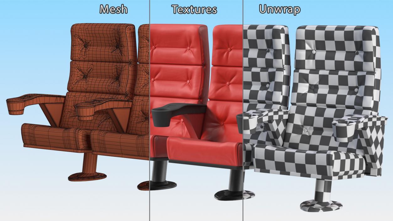 3D Leather Cinema Chairs for Four Places Red