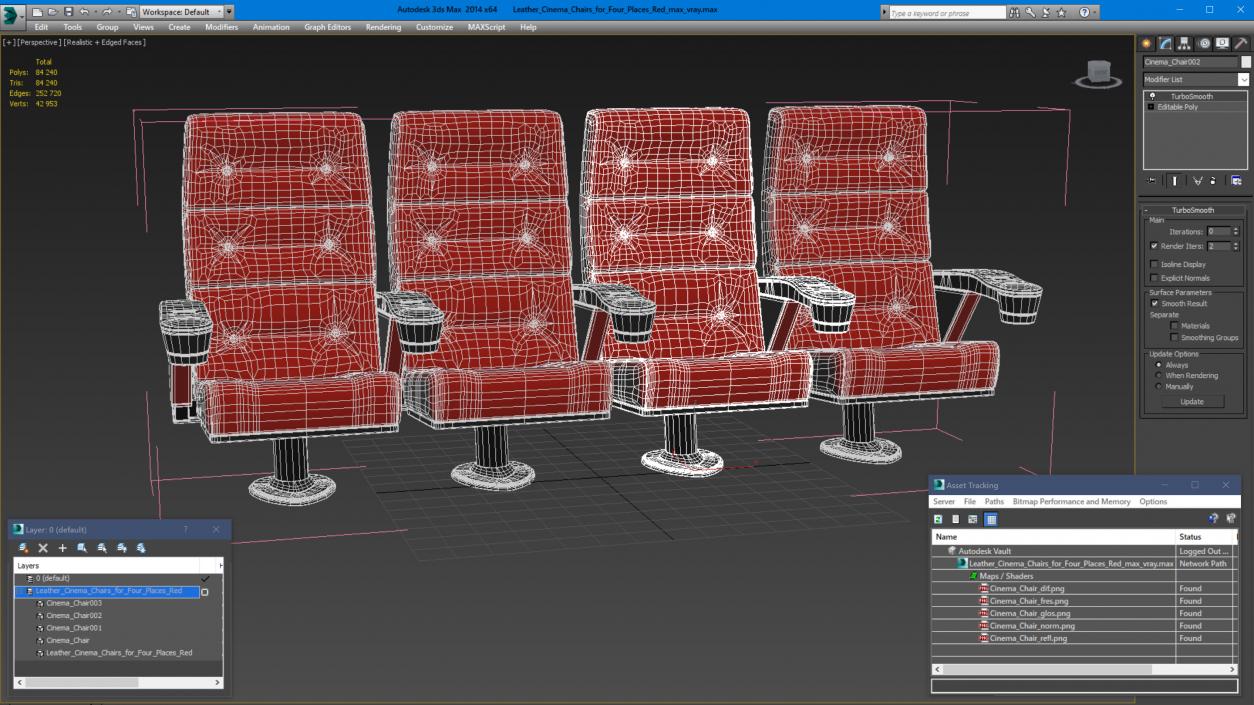 3D Leather Cinema Chairs for Four Places Red