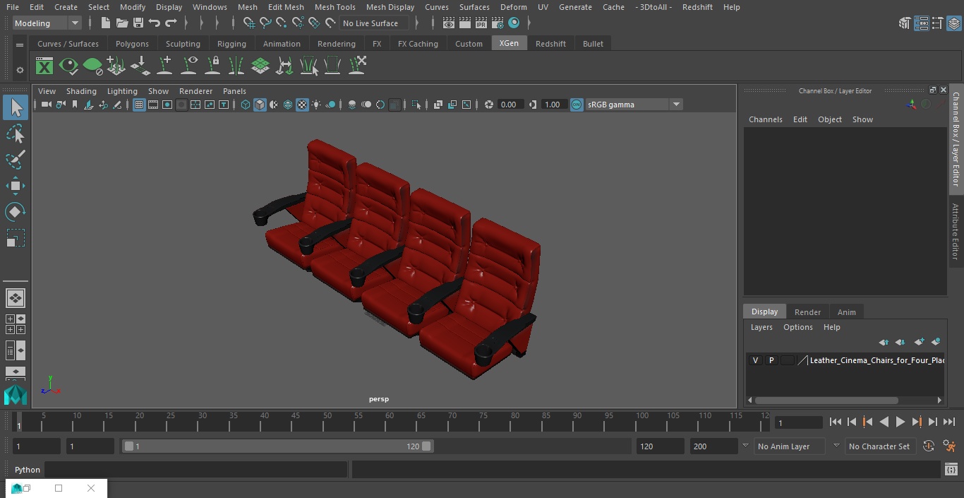 3D Leather Cinema Chairs for Four Places Red