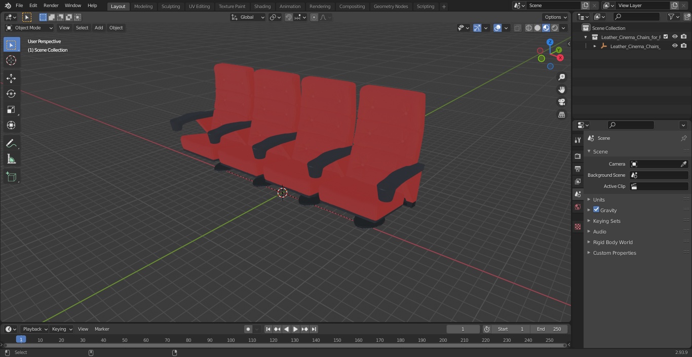 3D Leather Cinema Chairs for Four Places Red