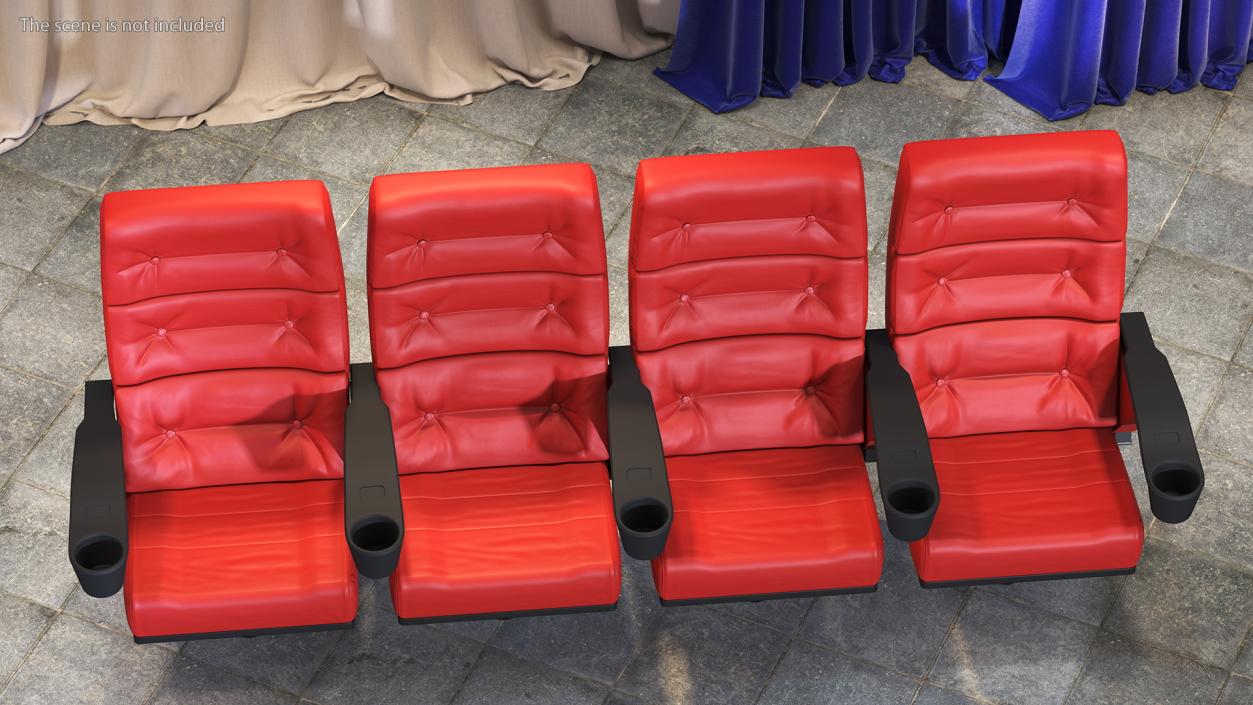 3D Leather Cinema Chairs for Four Places Red