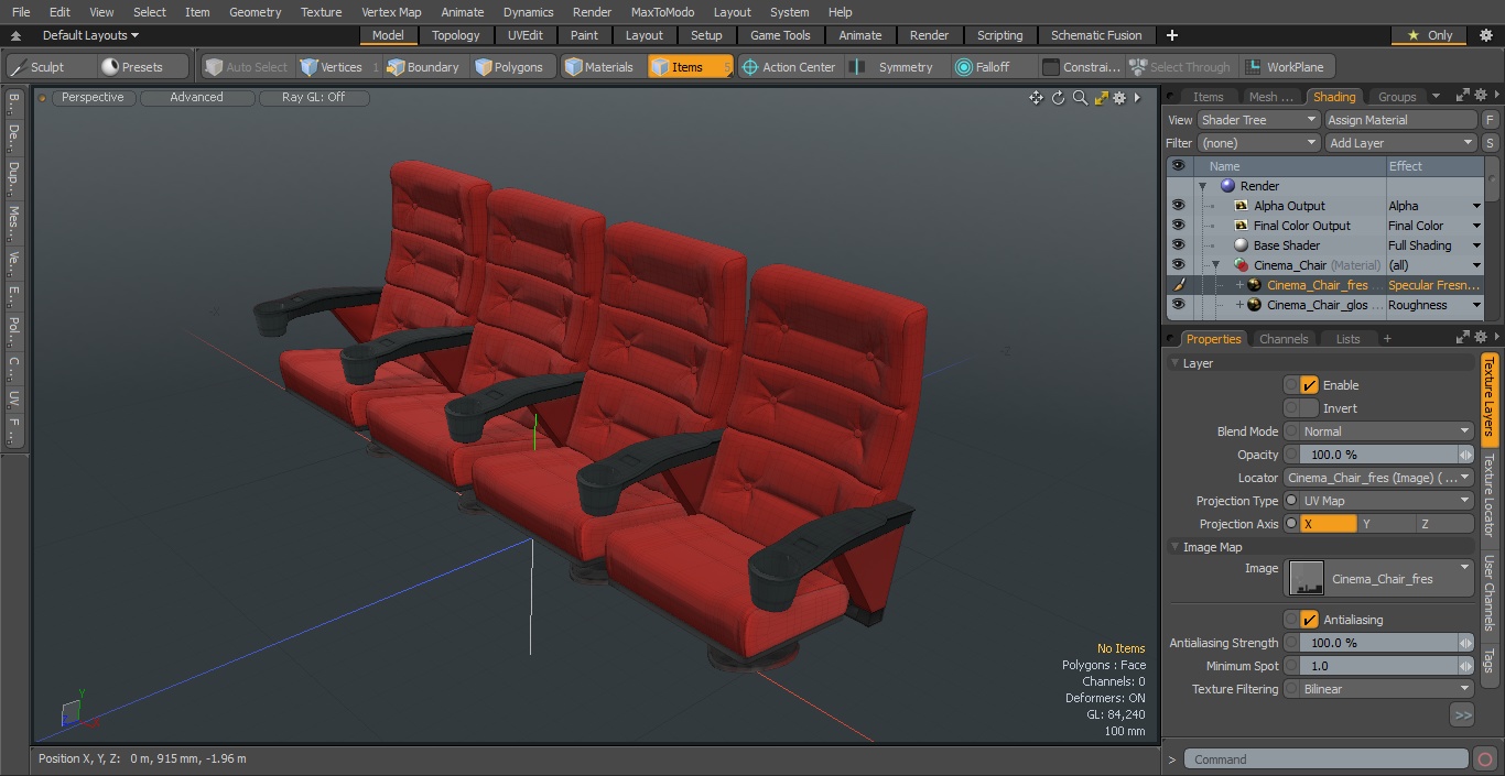 3D Leather Cinema Chairs for Four Places Red