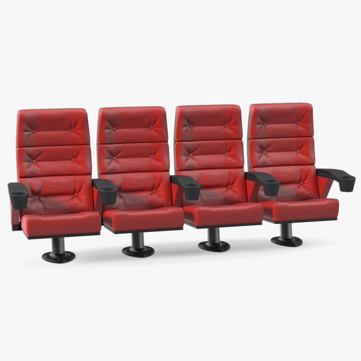 3D Leather Cinema Chairs for Four Places Red