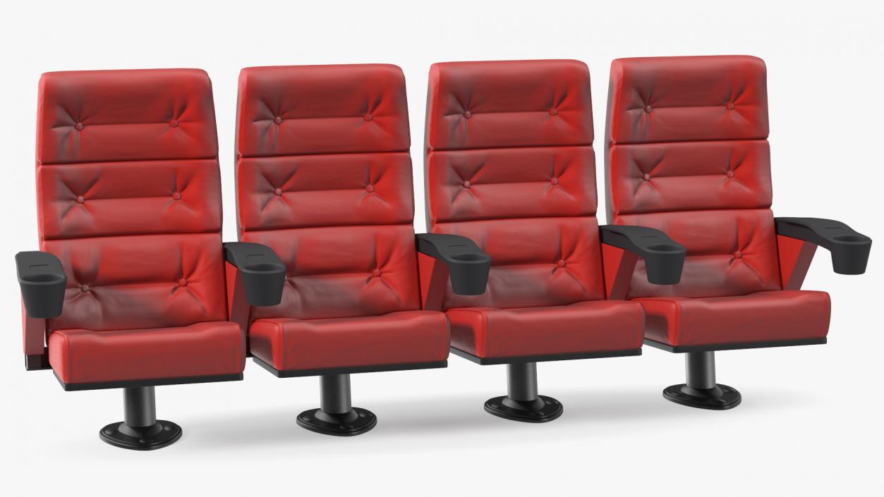 3D Leather Cinema Chairs for Four Places Red