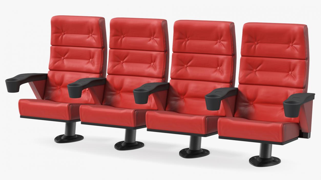 3D Leather Cinema Chairs for Four Places Red