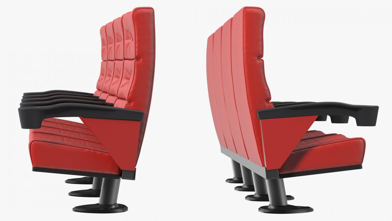 3D Leather Cinema Chairs for Four Places Red