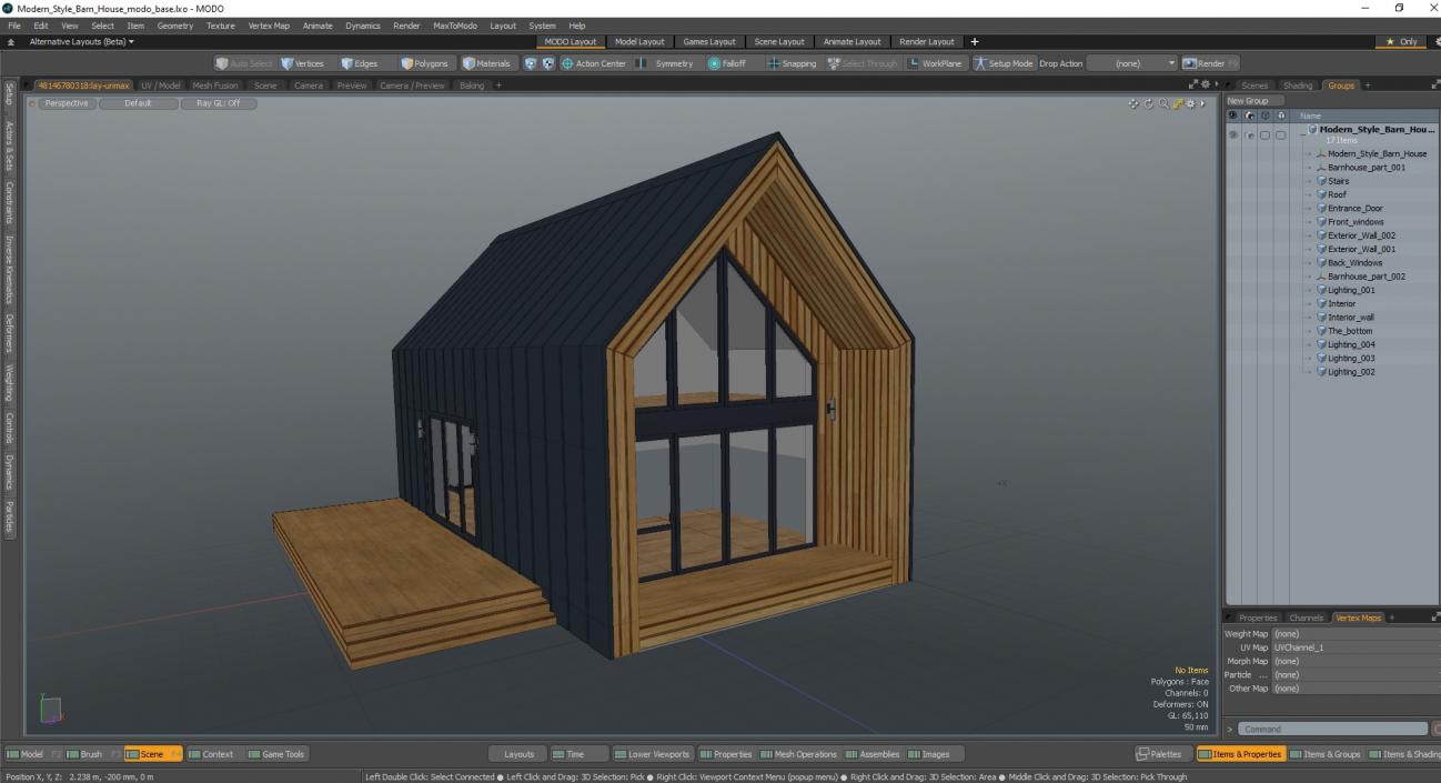 3D Modern Style Barn House model