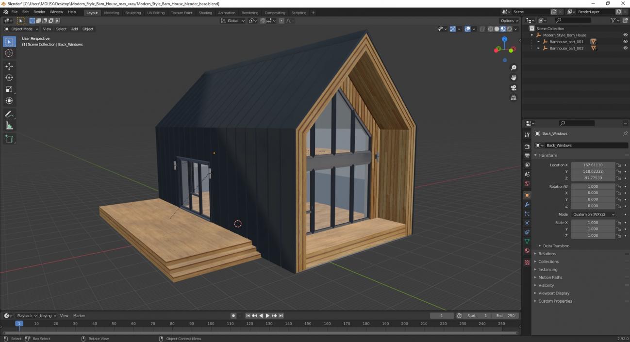 3D Modern Style Barn House model