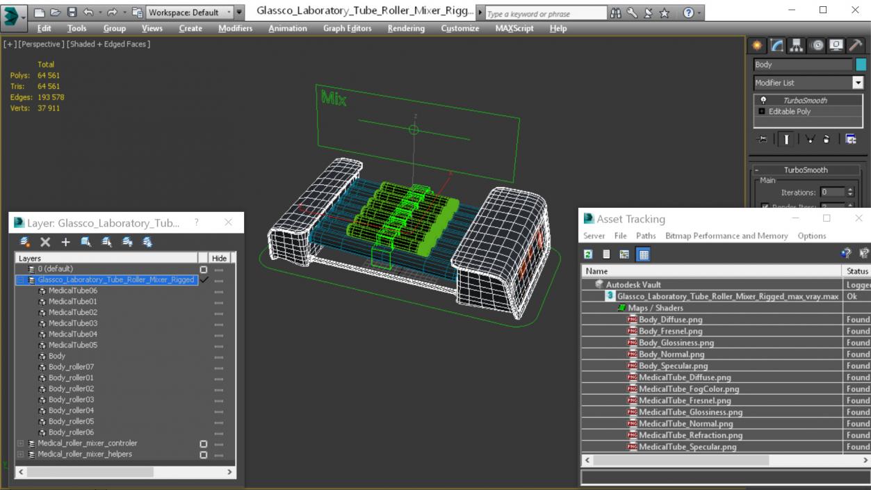 3D Glassco Laboratory Tube Roller Mixer Rigged model