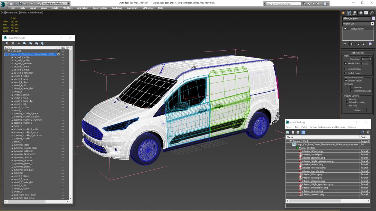 Cargo Van Barn Doors Simple Interior White 3D