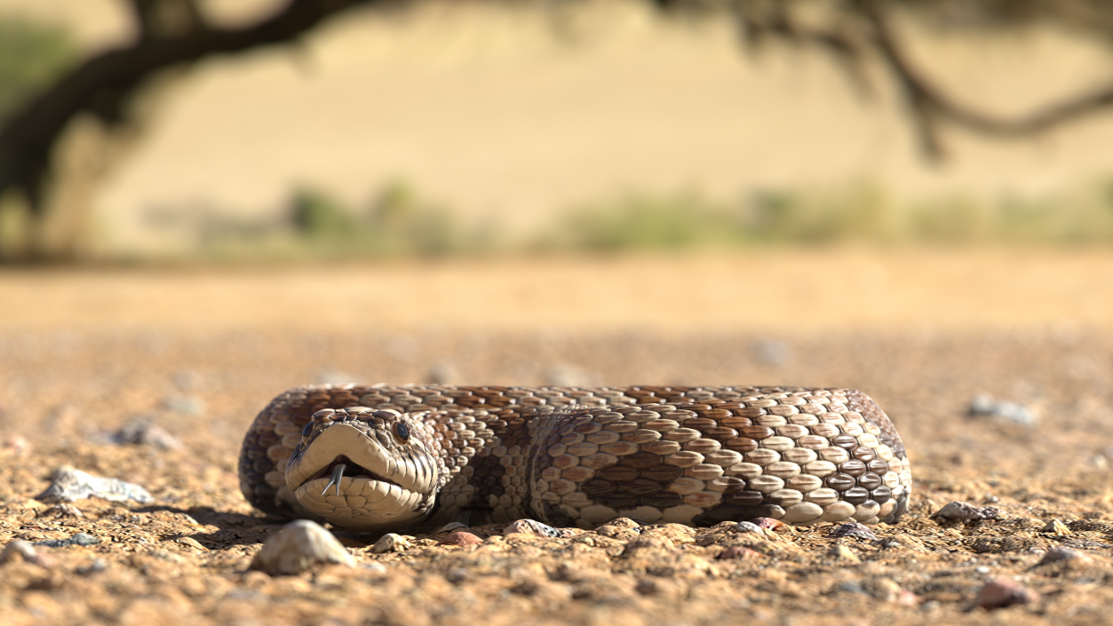 3D Brown Hognose Snake Coiled Pose