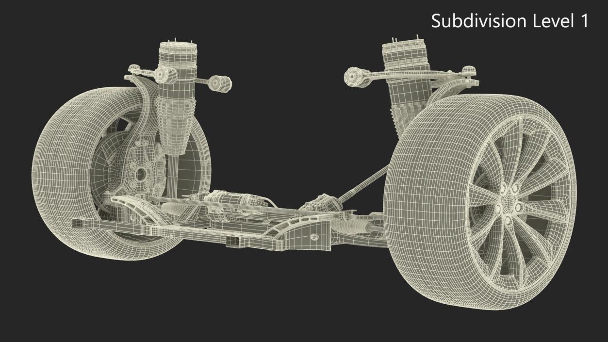 3D model Car Suspension Assembly with Wheels