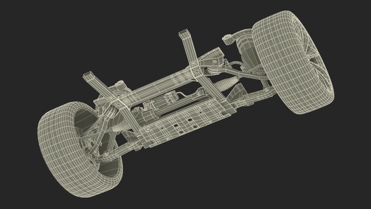 3D model Car Suspension Assembly with Wheels