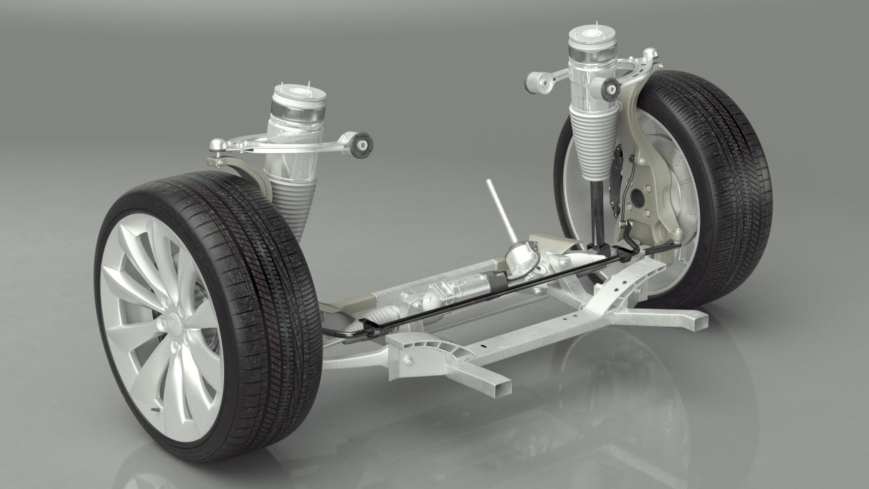 3D model Car Suspension Assembly with Wheels