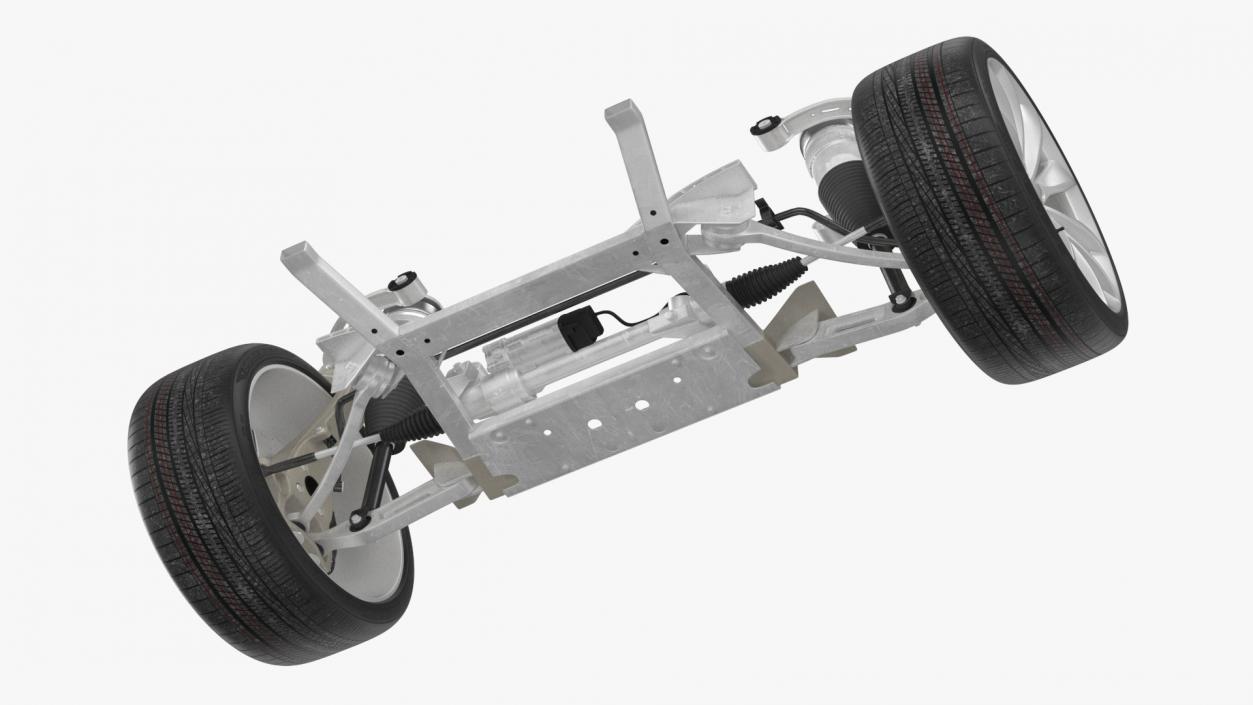 3D model Car Suspension Assembly with Wheels